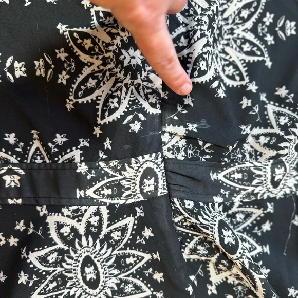 Sheryl Crow Black White Red Mandela Print PomPom Neckline MaxiDress NWT Size 24W - Picture 16 of 16